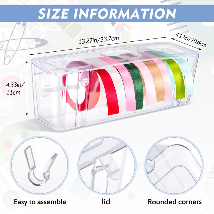 Saypacck Ribbon Organizer Storage Clear Plastic Ribbon Holder for DIY,2 Pcs