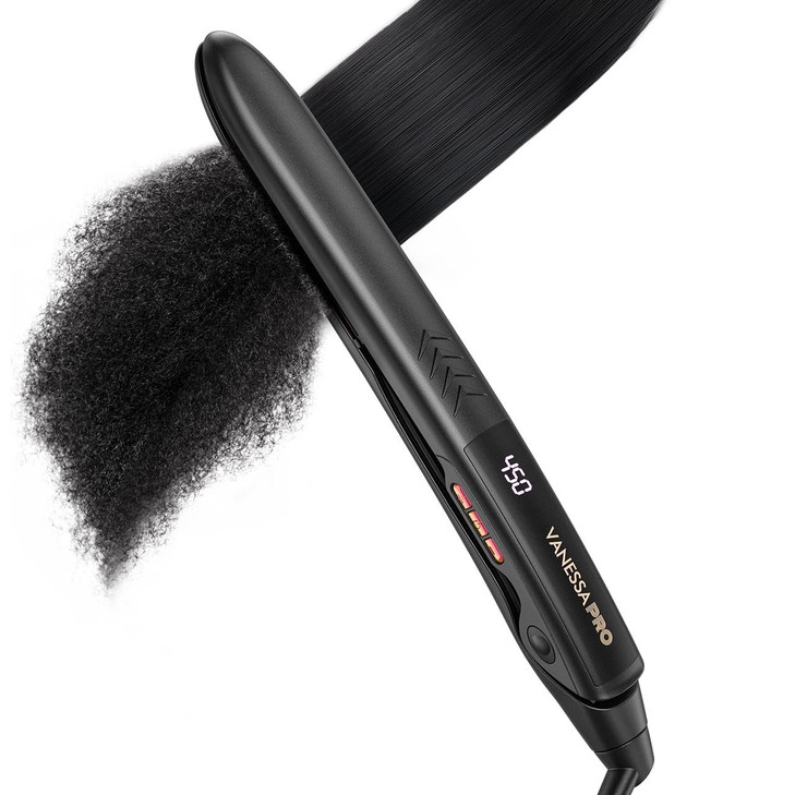 VANESSA PRO Flat Iron Hair Straightener, 100% Pure Titanium Flat Iron for One Pass to Achieve a Sleek Look, Curls