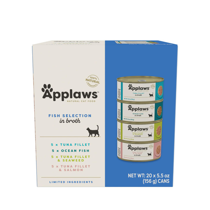 Applaws Fish Variety in Broth Wet Cat Food, 3-Flavor 12-Pack 5.5 oz Cans