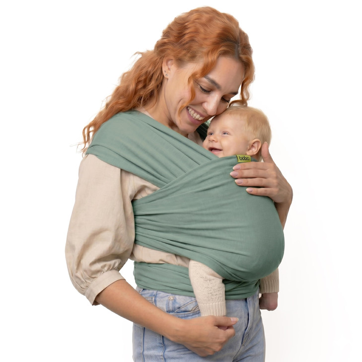 Boba Baby Wrap Carrier - Stretch Cotton Newborn Sling, Sage Green