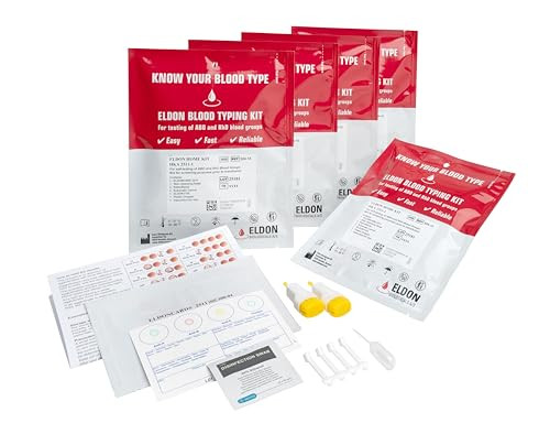 Eldoncard Blood Typing Kit, 5 Test Pack, Know Your Blood Type, Accurate Instant Home Testing, Determine A, O, B, Rhs-D