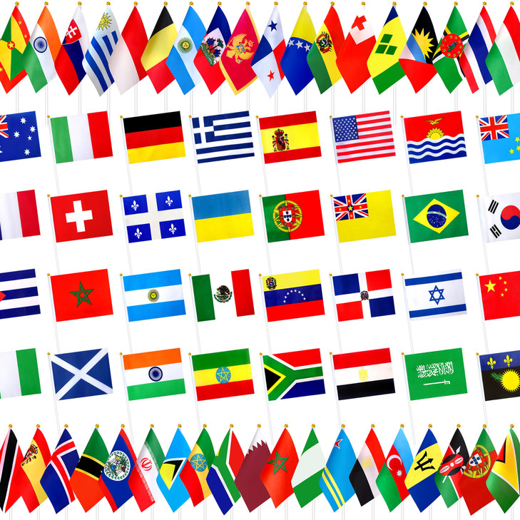 LZXING 226 Countries International Flags of the World Small Mini Hand Held Flags on Stick,All Countries Flags,8.2 x