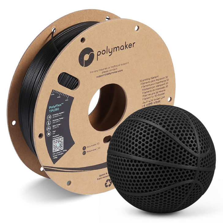 Polymaker TPU Filament 1.75mm Shore 90A 0.75kg Black
