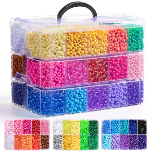 Simetufy 10000Pcs Pony Beads Bulk 30 Colors for Kandi Bracelet Making