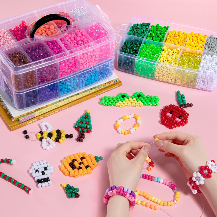 Simetufy 10000Pcs Pony Beads Bulk 30 Colors for Kandi Bracelet Making