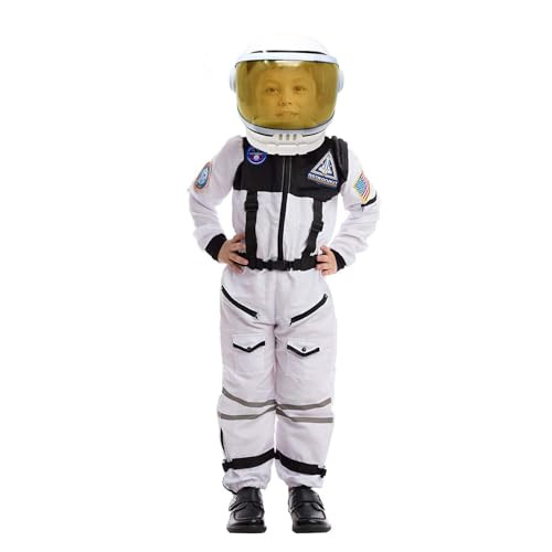 Spooktacular Creations White Astronaut Costume with Helmet, Space Suit for Toddler with Movable Visor, Kids Astronaut