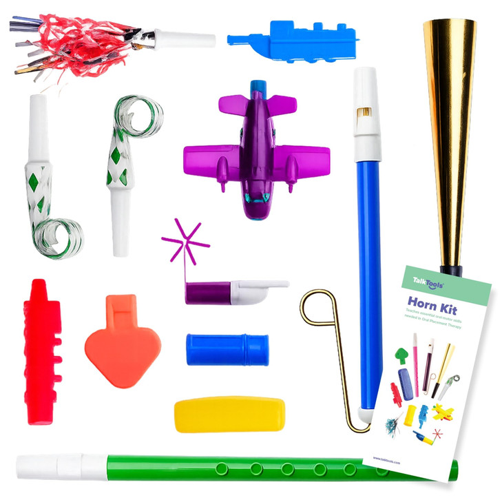 TalkTools Horn Kit - Oral Placement Therapy Tool for Speech, Breath Support & Articulation, Helps Reduce Drooling for