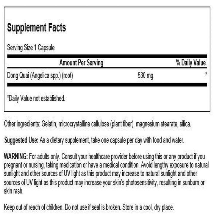 Swanson Dong Quai 530 Milligrams 100 Capsules