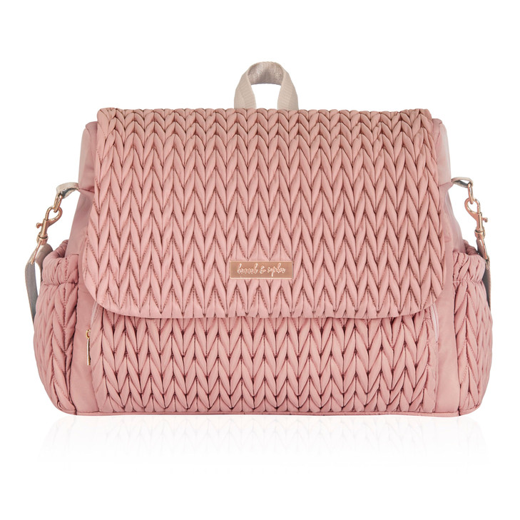 Hannah & Sophia Belle Convertible Baby Diaper Backpack & Bag in Pink Polyester with Classic Style