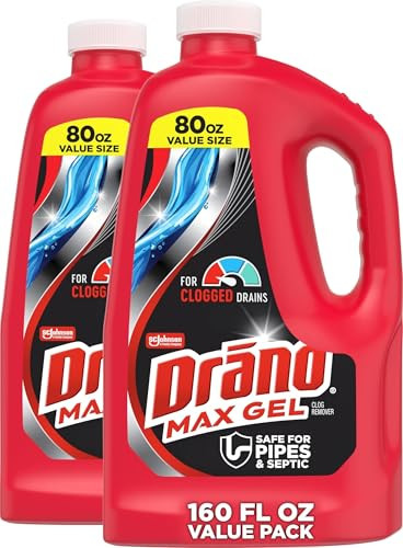 Drano Max Gel Drain Clog Remover & Cleaner, Fast-Acting to Unclog Standing Water & Remove Hair, Grease & Food