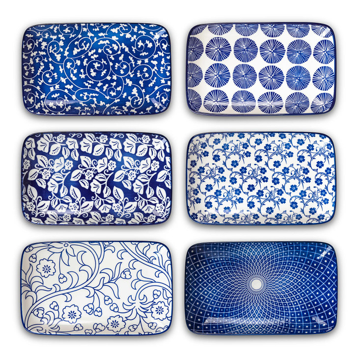 Selamica Ceramic Rectangular Salad Plates, 8 inch Dinner Plates Set of 6