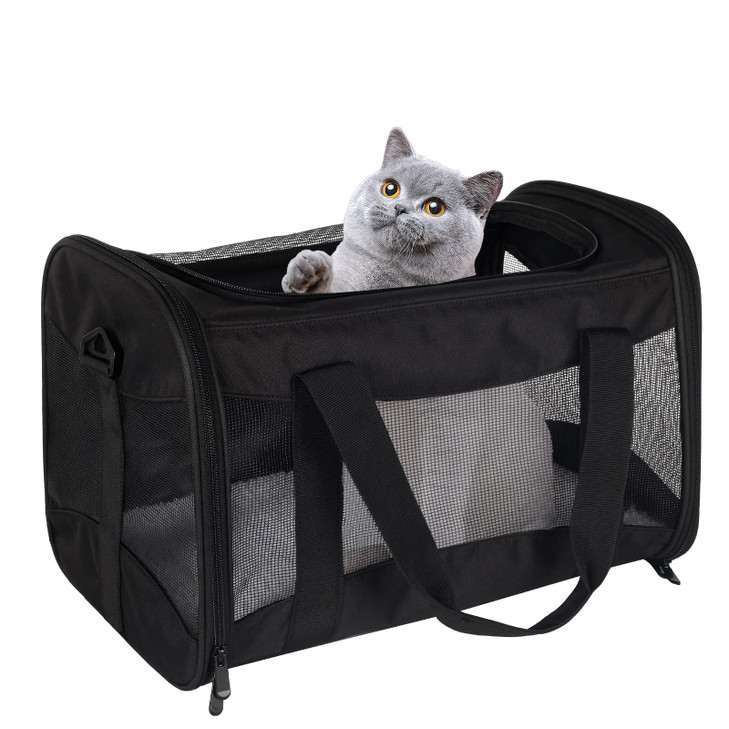 Cat Carrying Case - Pet Carrier Airline Approved, Protable and Breathable Pet Travel Carrier Removable Fleece Pad,