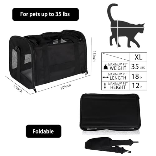 Cat Carrying Case - Pet Carrier Airline Approved, Protable and Breathable Pet Travel Carrier Removable Fleece Pad,