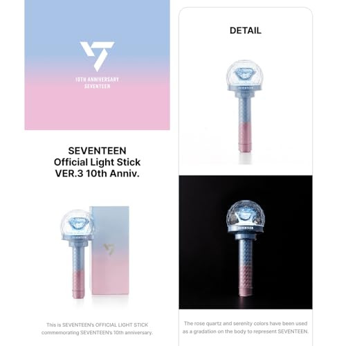 KPOP HEAVEN Seventeen Official Lightstick VER.3 10th Anniversary + 3 Extra Photocards Set