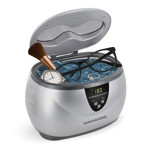 Magnasonic Ultrasonic Cleaner - 20oz Stainless Steel Tank, Digital Timer, 5 Cleaning Modes, Ultrasonic Jewelry Cleaner