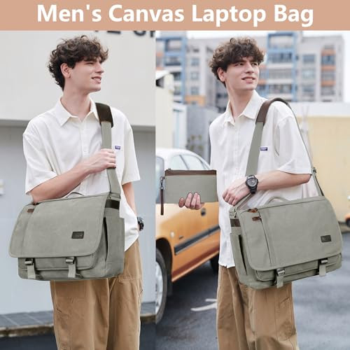 NerIion Nerlion Messenger Bag for Men 17-17.3 Inch Laptop Bag Canvas Water-resistant Computer Bag Shoulder Bag Work