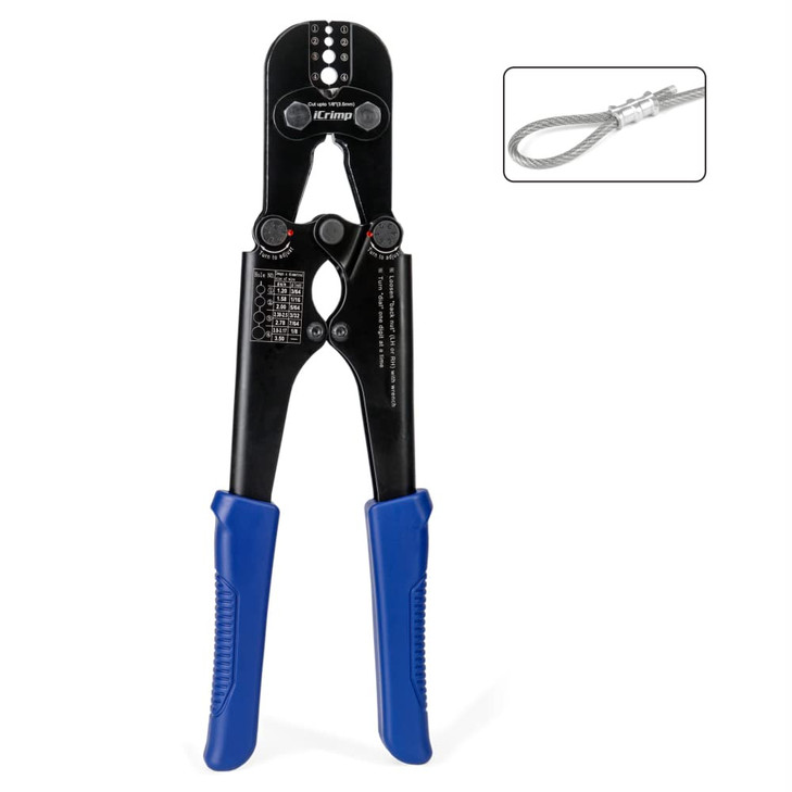iCrimp Swaging Tool, Wire Rope Crimping Tools for Aluminum Copper Duplex Hourglass Sleeves, Stop Buttons and Ferrules
