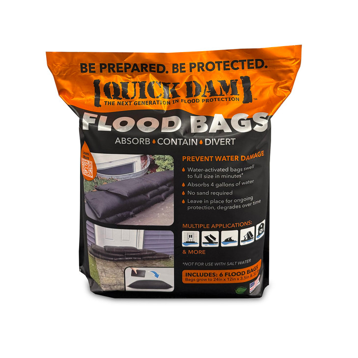 Quick Dam 12" x 24" Water Activated Flood Bags, 6-Pack