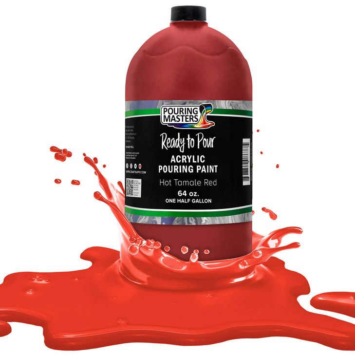 Pouring Masters Hot Tamale Red Ready to Pour Acrylic Pouring Paint - Premium 64-Ounce Pre-Mixed Fluid Acrylic Paint -