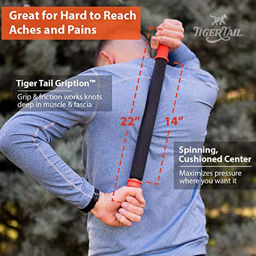 Tiger Tail 22in Massage Stick Portable Roller, Handheld, Deep Tissue Foam Roller, Body Massage and Myofascial Release