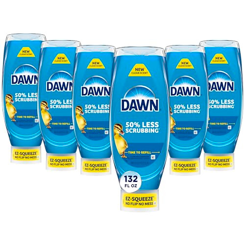 Dawn Ultra EZ-Squeeze Dish Soap Liquid, Dishwashing Liquid, Grease Removal, Upside Down Bottle, Original, 6x22 Fl Oz