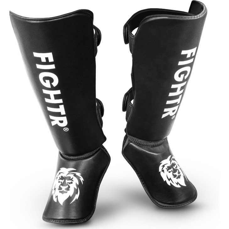 FIGHTR Shin Guards - with a and Ideal Padding | Thick shin Protection for Kicks in Kickboxing, MMA, Muay Thai and