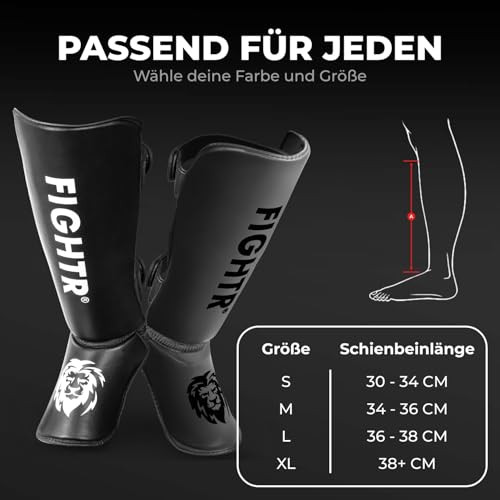 FIGHTR Shin Guards - with a and Ideal Padding | Thick shin Protection for Kicks in Kickboxing, MMA, Muay Thai and