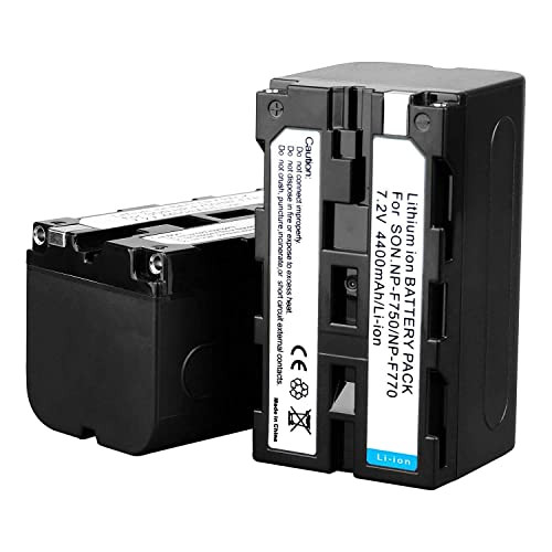 GVM 2 Pack NP-F750 Li-ion Replacement Batteries and Chargers 4400mAh Batteries with Dual Travel Chargers with