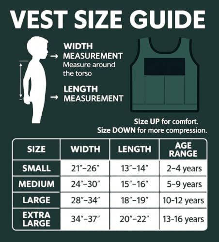 Weighted Vest for Kids, Adjustable Compression Vest with 6 Weights, Medium