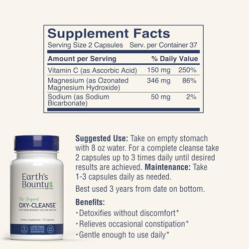 Earth's Bounty Oxy-Cleanse Colon Conditioner - Gentle Colon Cleanse for Digestive Wellness - Constipation Relief -