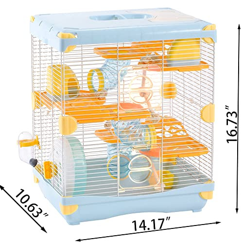 YIBOPET Hamster Cage Small Animal Cage 3 Layers Cage Size14.17"(W) X10.63(L) X16.73 (H) Suitable for Hamsters up to