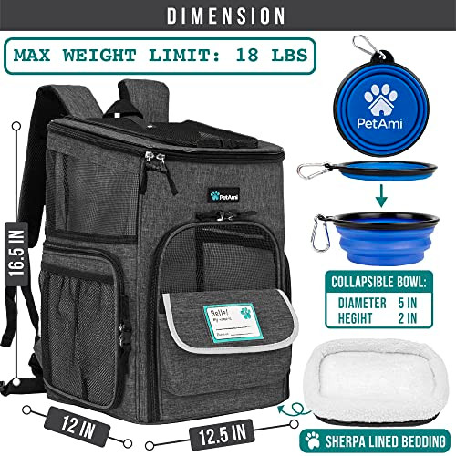 PetAmi Dog Backpack Carrier, Airline Approved 4-Way Entry Cat Backpack Carrier, Ventilated Mesh, Collapsible Pet