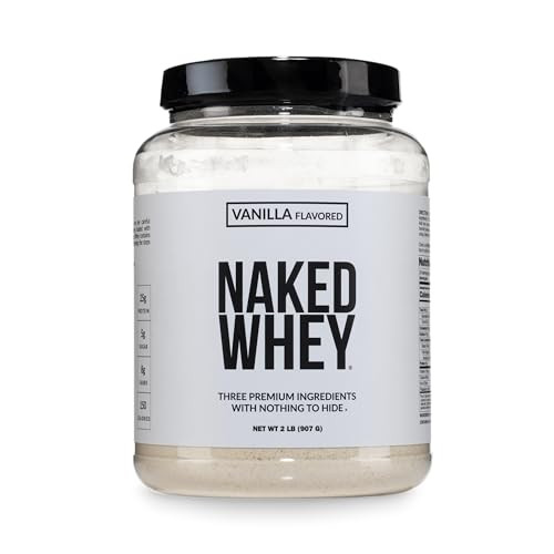 NAKED Whey Vanilla Protein Powder - Only 3 Ingredients - Grass Fed Whey Protein Powder, Vanilla Flavor, and Organic