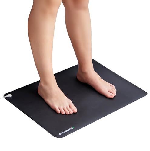GroundingWell - Grounding Mat for Feet with 15ft Cord, 50K Ohm Resistor, Carbon Layer - Ground Mat for Work, Sleep,