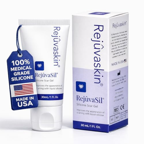 Rejuvaskin RejuvaSil Silicone Scar Gel, Scar Treatment for Surgical Scars, Burns, Keloids, Acne Scars on Face & Body,