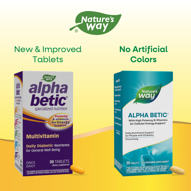 Nature's Way alpha betic, Diabetic Multivitamin for Daily Nutritional Support, with B-Vitamins for Energy Metabolism Support*, Alpha Lipoic Acid, Tau