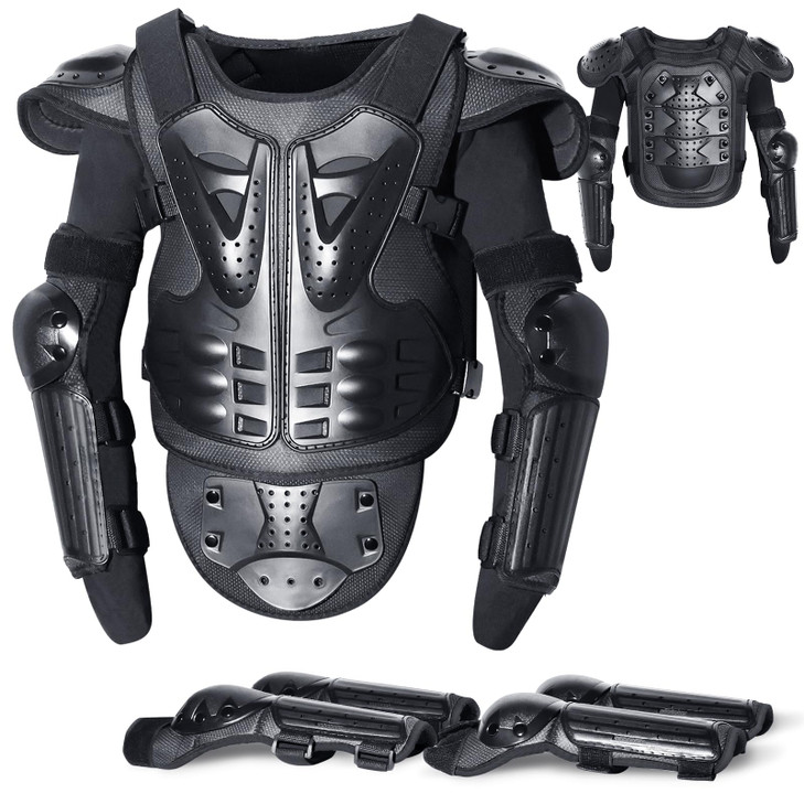 StarknightMT Full Body Kids Motorcycle Armor Suit - Upgraded Youth Dirt Bike Gear, Chest Back Spine Protective Set