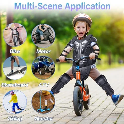 StarknightMT Full Body Kids Motorcycle Armor Suit - Upgraded Youth Dirt Bike Gear, Chest Back Spine Protective Set