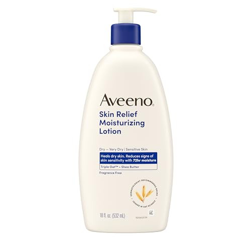 Aveeno Skin Relief Moisturizing Lotion Heals Very Dry, Sensitive Skin, Fast-Absorbing Body Lotion with Soothing Triple Oat & Shea Butter Formula, Fra