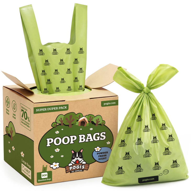 Pogis Dog Poop Bags with Handles  Extra-Thick, Leak-Proof, Large, Fresh Scent, 900-Count