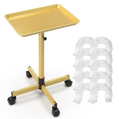 TASALON Rolling Salon Tray,Mobile Styling Station with Wheels Aluminum Rolling Tray Trolley for Salon Essentials,
