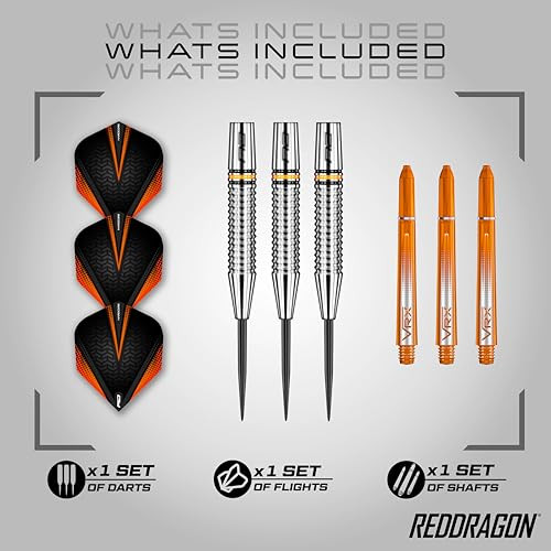 RED DRAGON Amberjack 17 Steel Tip Darts Set - 90% Tungsten Barrels for Precision & Control, Slim Profile, 24g, Flights