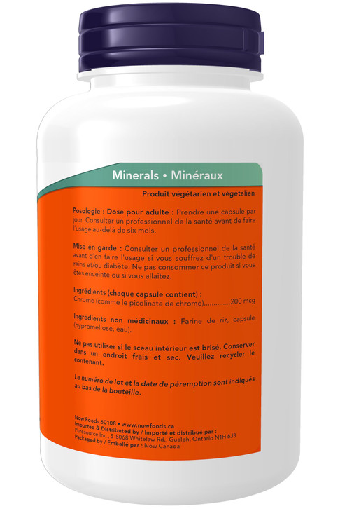 NOW Foods Supplements, Chromium Picolinate 200 mcg, Insulin Co-Factor*, 250 Veg Capsules