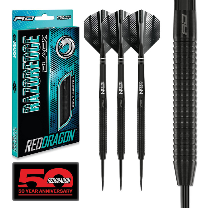 RED DRAGON Razor Edge Steel Tip Darts Set - 85% Tungsten Barrels for Precision & Control, Razor Edge Grip, Multiple