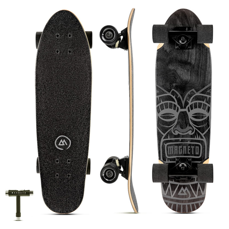 Magneto Cruiser Skateboard - Portable Adult Cruiser Board & Double Kicktail Deck - Kids 6-8 Skateboard with Tiki Style
