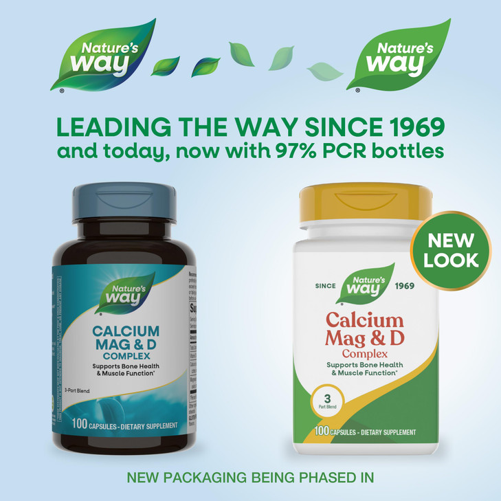 Nature's Way Calcium Magnesium & Vitamin D Complex, Healthy Bones & Teeth, Muscle Function*, Muscle Relaxation,* with Vitamin D3, Gluten free, 100 Ca