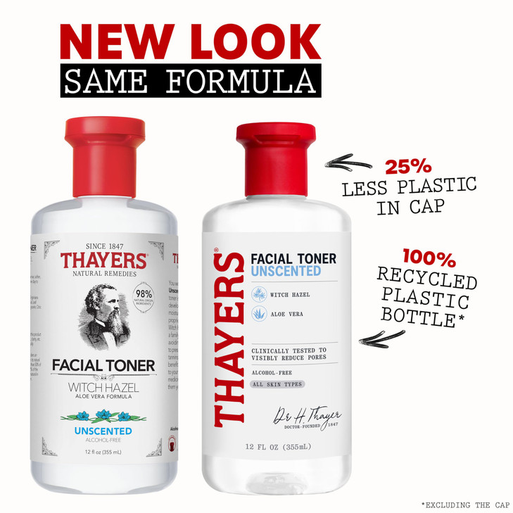 THAYERS Alcohol-Free, Hydrating, Unscented Witch Hazel Facial Toner with Aloe Vera Formula, Vegan, Dermatologist Tested and Recommended, 12 Oz (Packa