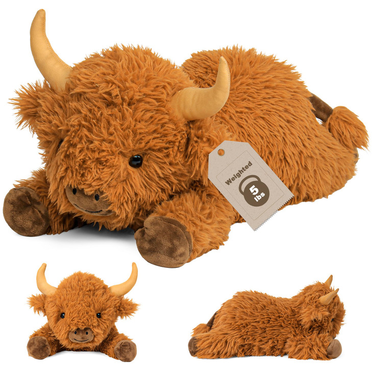 Wepop 5lbs Highland Cow Weighted Stuffed Animals 22in Giant Highland Cow