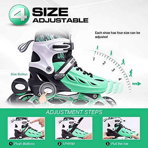 METROLLER Inline Skates for Girls and Boys, Women, Men 4 Sizes Adjustable Inline Skates with Light Up Wheels,