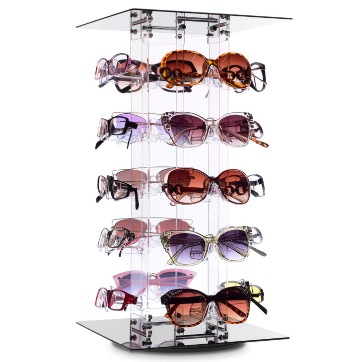 MOOCA Acrylic Rotating Eyewear Display Stand, Holds 20 Frames
